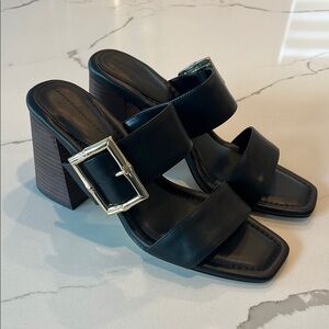 White House Black Market Black Heeled Sandals with Block Heel